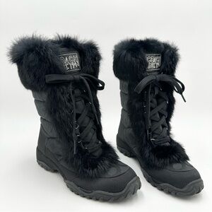 Coach Jennie Rabbit Fur Signature C Jacquard Boots